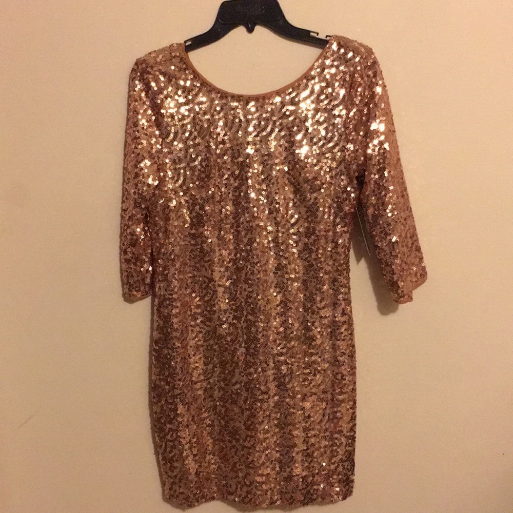 Sparkly Rose Gold Party Mini Dress